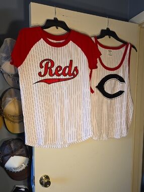 PINK Victoria's Secret Reds Red & White Baseball Tee Reds